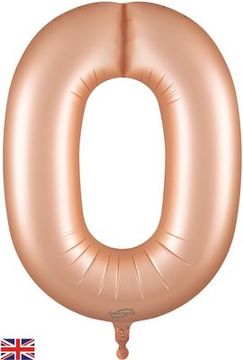 Oaktree 34inch Number 0 Satin Pastel Rose Quartz - Foil Balloons